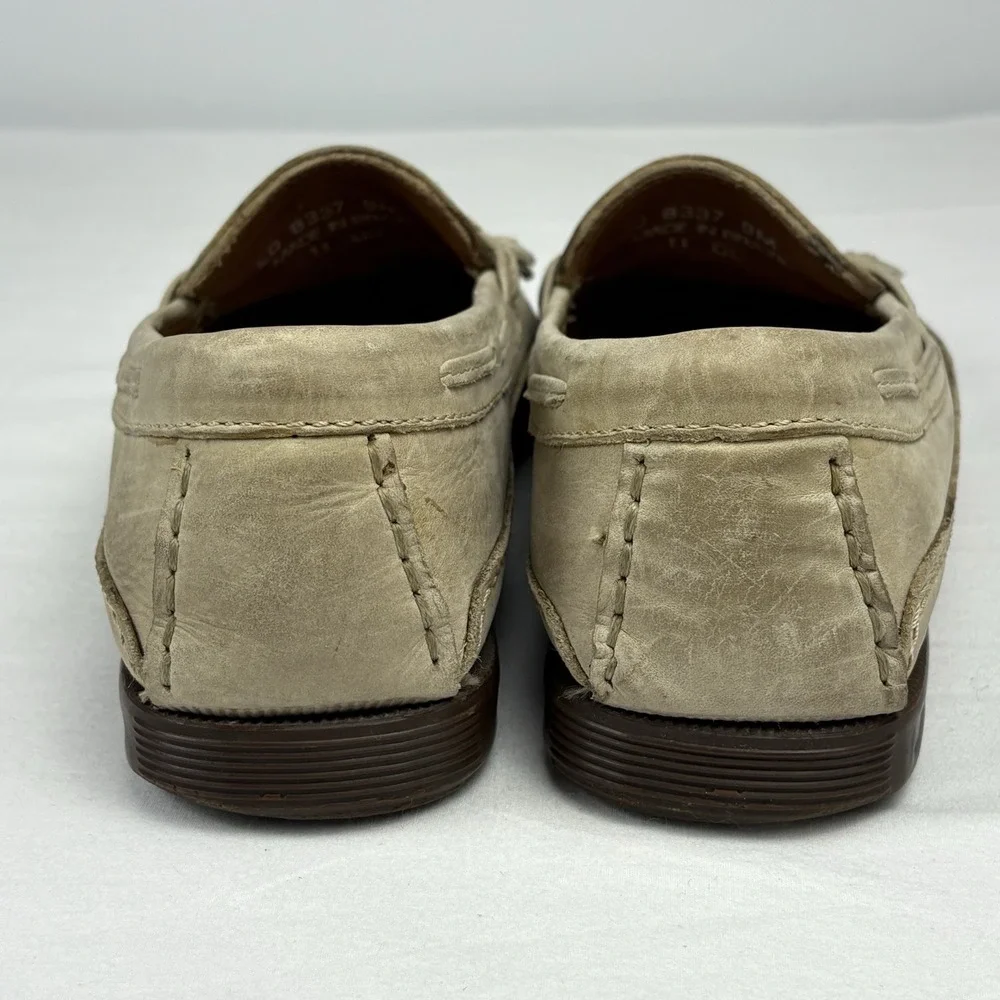 Johnston Murphy Passport Beige Leather Tassel Kiltie Loafers 9M Brazil EUC